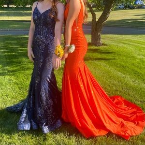Orange Sherri Hill prom dress